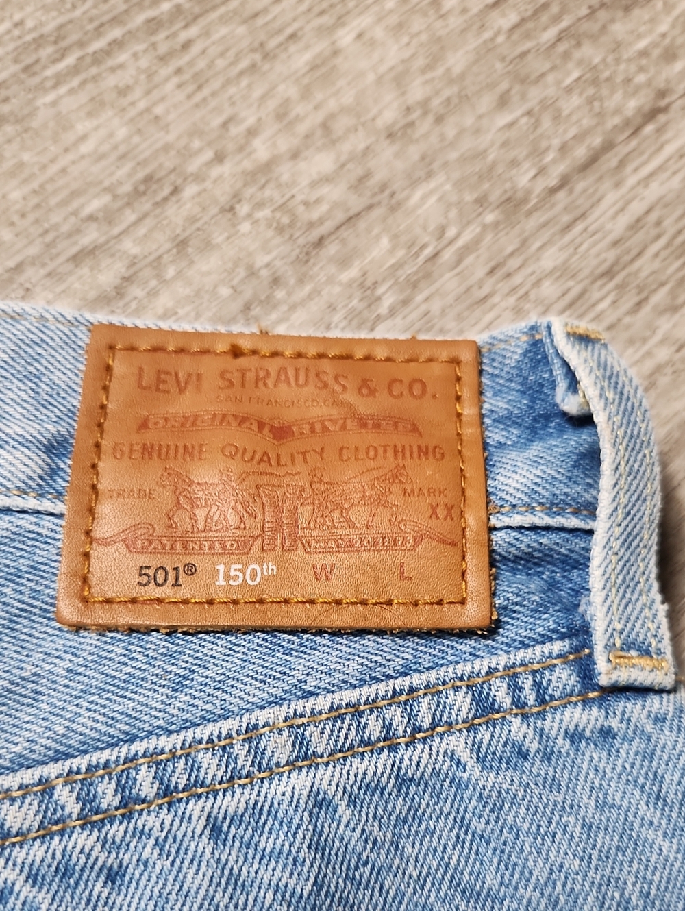 Levis Light Blue Distressed Denim Jean Shorts - Picture 10 of 11